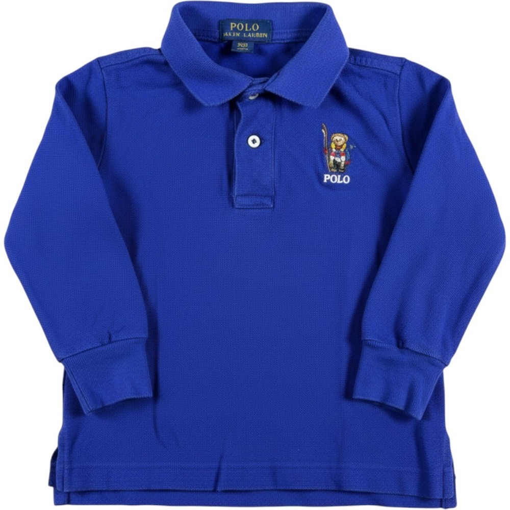 Polo Ralph Lauren Polo Shirt Kids 2/2T Blue Skiing Polo Bear Long Sleeve Top